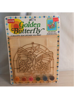 VTG Craft House Golden Butterfly Suncatcher You Paint Nostalgia Childhood 1991